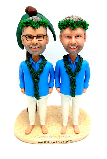 Custom cake toppers 2 grooms cake topper Beach wedding